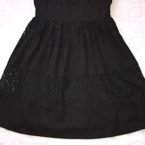 YA LOS ANGELES Black Lace Stripe Dress Small - Picture 4 of 8